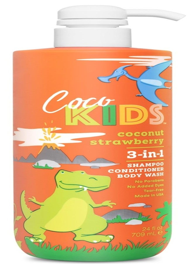 Cocomagic Cocokids 3-in-1 Kids Shampoo + Conditioner + Body Wash | Gentle, Hair & Body Cleanser Tear-Free | No Parabens, For All Skin Types, Made in USA – Coconut Strawberry, 24 Fl Oz - Image 1